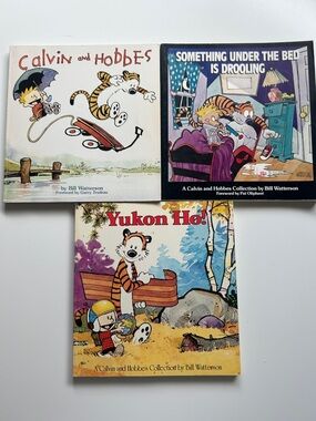 Set of 3 Calvin and Hobbes cartoon books